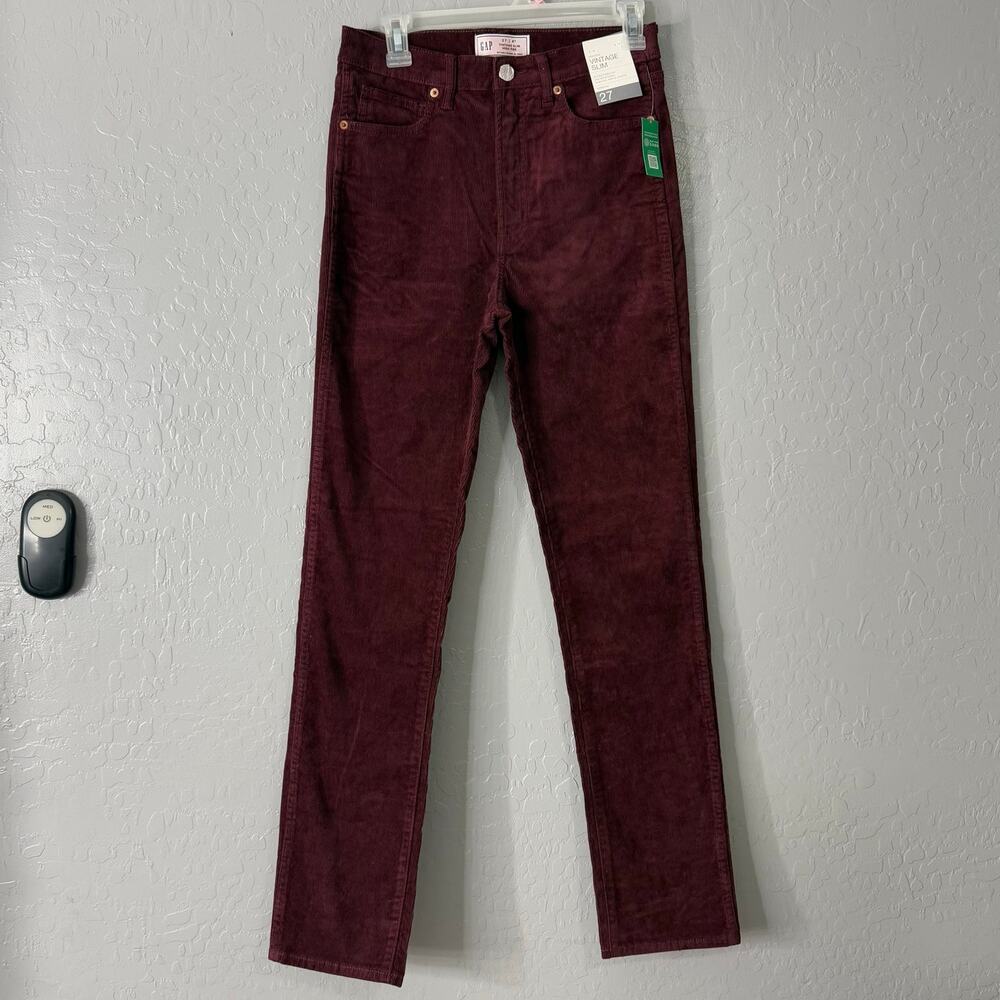 Gap Vintage Slim Fit Stretch High Rise Corduroy Jeans Red 27 4T Tall